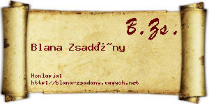 Blana Zsadány névjegykártya